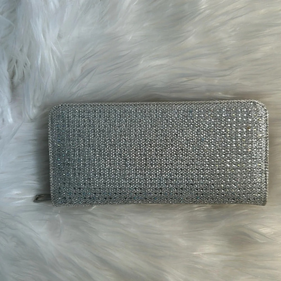 De blossom collection silver sparkle handbag Clutch removable wristlet - Picture 1 of 5